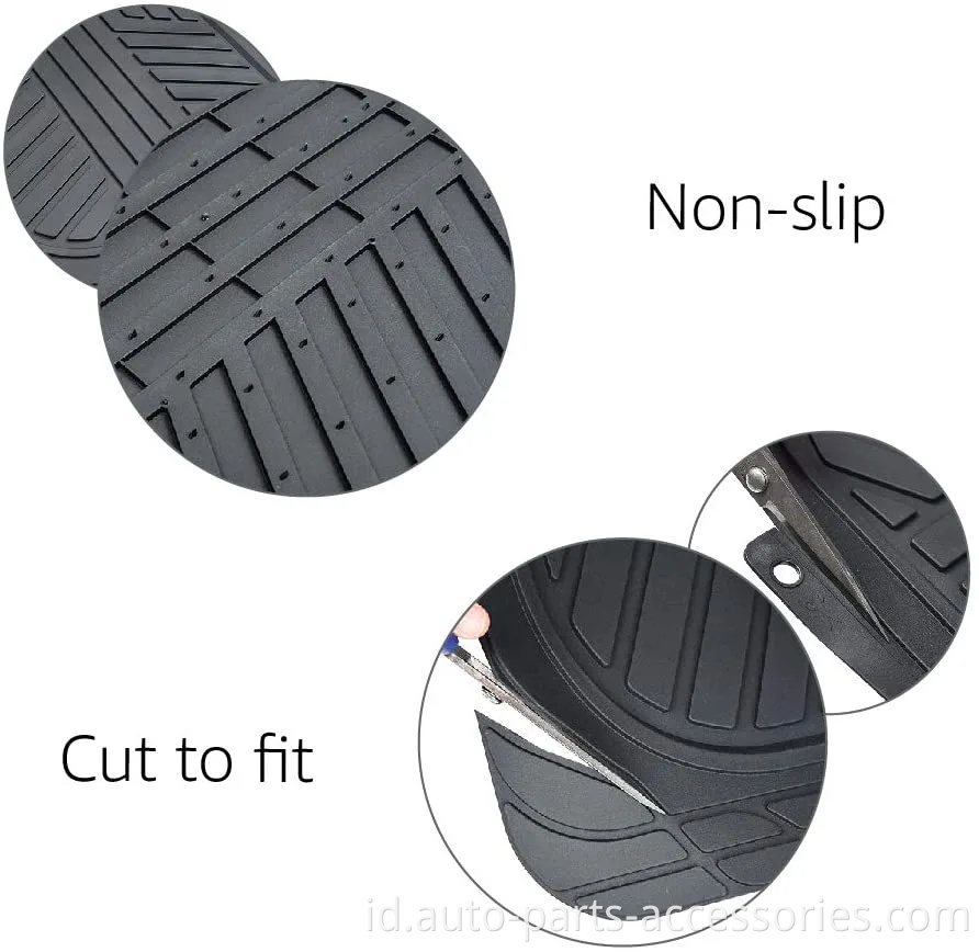 3-PIECE All-Season Allless Heavy Duty Rubber Floor Mat untuk Mobil, SUV dan Truk, Hitam